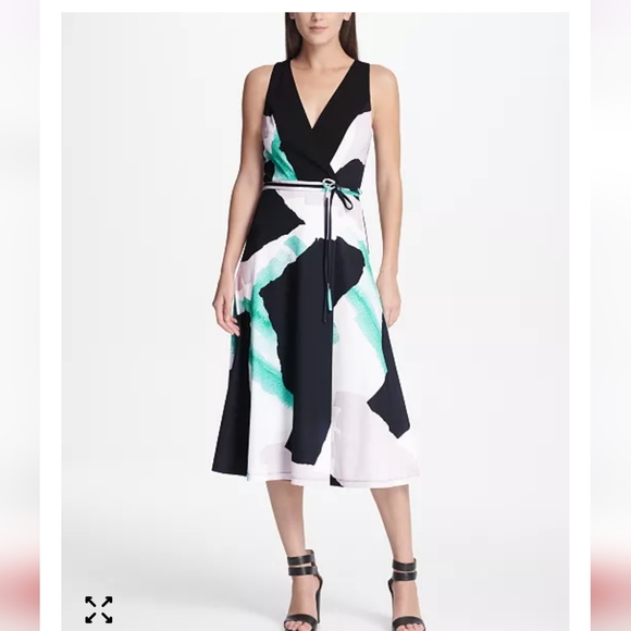 Dkny Dresses & Skirts - DKNY Black and Teal Midi Dress